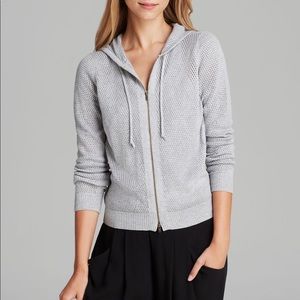 Eileen Fisher gray perforated zip-up hoodie